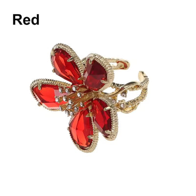 Pachora Hibiscus Rhinestone Ring